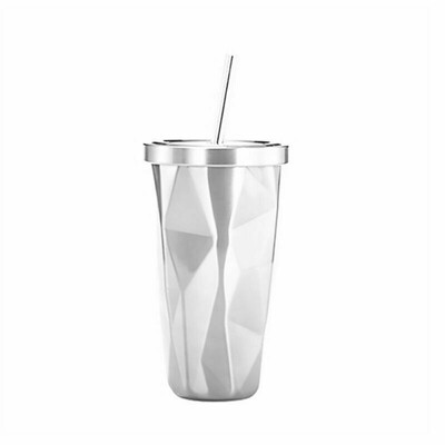 

500ML Stainless Steel Mug Fashion Travel Accompanying Cup Coffee Cup Straw