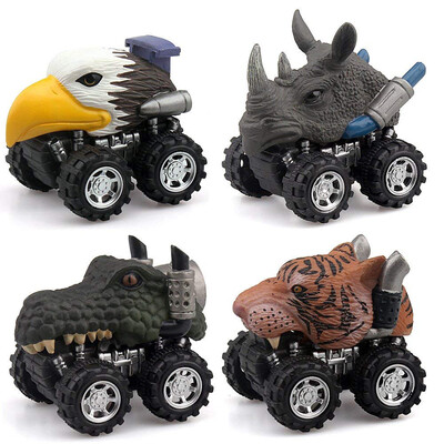 

YIWULA4Pc Animal Children Gift Toy Dinosaur Model Mini Toy Car Gift Pull Back Cars Toy