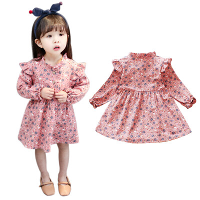 

Autumn Winter princess dress Cotton baby girl Floral Long Sleeve dress High Quality baby girl infant dress