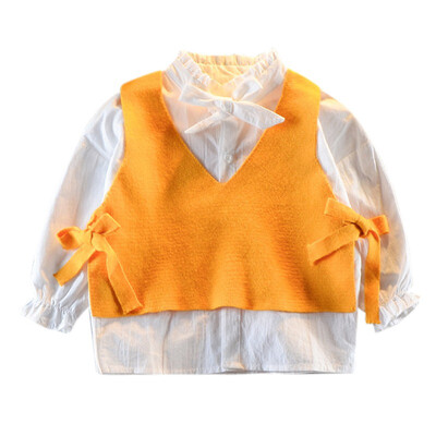 

Autumn Winter Fashion Cute Girls Sweaters Korean Bow Cotton Long-Sleeved Sweater Baby Girl Clothes
