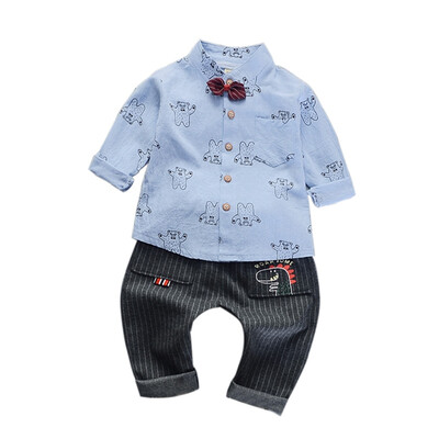 

Toddler Boy Clothes kid 2019 Spring Little Bear Butterfly-knot Shirt Jeans Suit Roupas Handsome Blouse