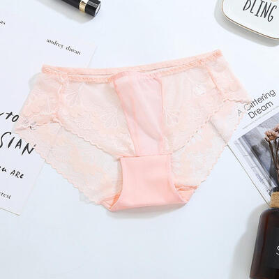 

Brand Underwear Women Lace Briefs Ultra-thin Comfort Mid Waist Seamless Solid 2019 New Panties 9 Colors 1PCS hot sale