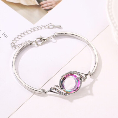 

Colorful Crystal Gradient Bracelet Wind Peacock Bracelet Rhinestone Bracelet