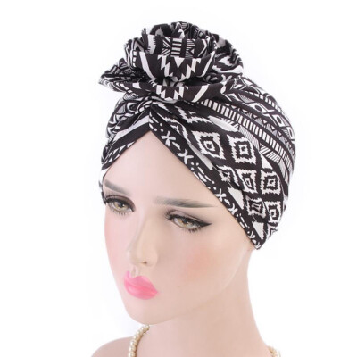 

9 Colors Muslim Women Flower Chemo Cap Bohemia Cotton Turban Hijab Cap Head Scarf