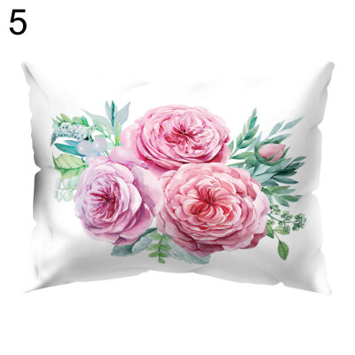 

Flower Peony Rose Pillow Case Cushion Cover Sofa Bed Car Cafe Office Decoration