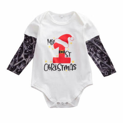 

US My 1st Christmas Clothes Infant Baby Girl Boy Romper Bodysuit Xmas Outfits