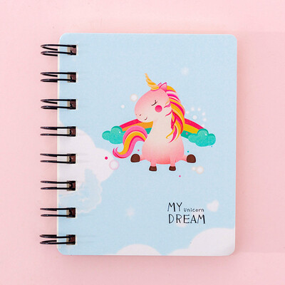 

1Pc Cute Cartoon Unicorn Hard Cover Coil Notebook Kawaii Planner Pupils Notepad Cute Line Inner Page Stationery