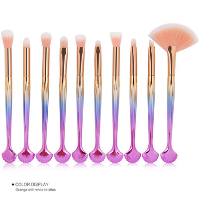 

10pcs Tool Shell Makeup Brushes Set Soft Eyes Shadow Brow Blush Lip Concealer Fan Cosmetic Make Up Brush Kit