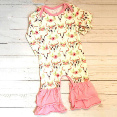 

US Christmas Newborn Infant Baby Girl Deer Ruffle Romper Jumpsuit Outfit Clothes