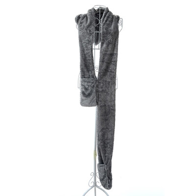 

1Pc Women Winter Warm Soft Plush Faux Fur Hooded Cap Hat Scarves Scarf Gloves
