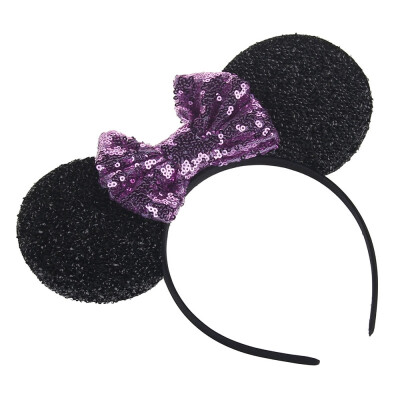 

Sequins Big Bow Hair Accessories Baby Mouse Ears Shape Children Headband Baby Shower Headwear