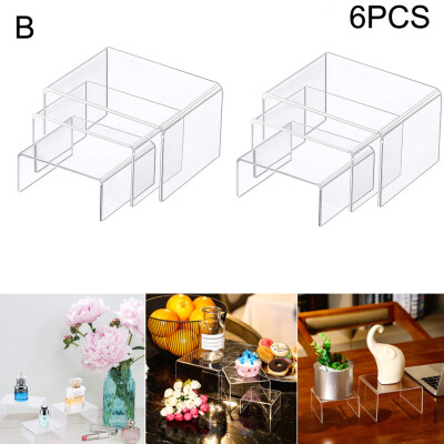 

Gobestart 6PCS Clear Acrylic Display Risers Jewelry Display Riser Shelf Showcase Fixture