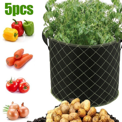 

5Pcsset 7 Gallon Potato Planting Bag Breathable Eco-friendly Strawberry Plant Grow Bags