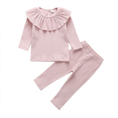 

Toddler Baby Girl Clothes Knitted Ruffle Tops T-Shirt Leggings Pants Outfits
