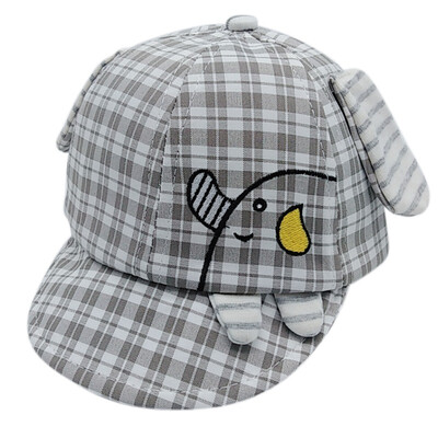 

Baby hat spring new childrens plaid cartoon cotton baseball cap baby hat accessories for 0-2T
