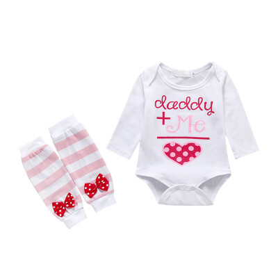 

Spring Newborn Baby Girl Rompers Set Long Sleeve Letter Printed Jumpsuit Baby RomperLeg Warmers Infant Baby Clothes 2Pcs