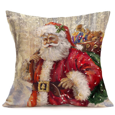 

〖Follure〗Merry Christmas Linen Santa Pillow Cases Sofa Cushion Cover Home Decoration