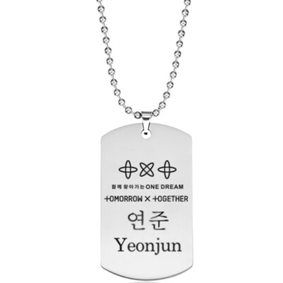 

Lettering Summer Necklace Tag Chain Korean Mens Idol Team TXT Combination Stainless Steel TOMORROW X TOGETHER