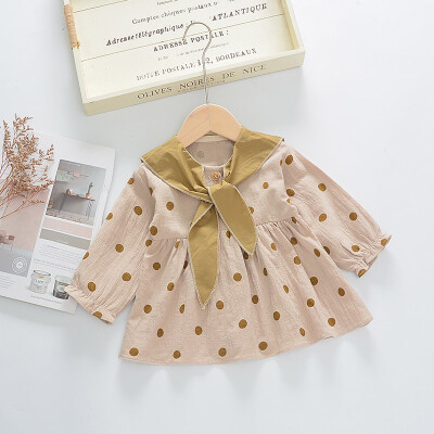 

3-36M Baby Girls Autumn Casual Dress Child Long Sleeve Cute Polka Dot Print Dress KidsToddler Pageant Sundress Wears