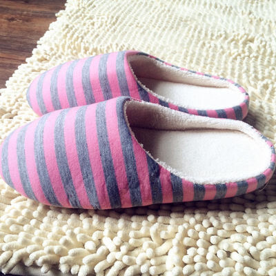 

2019 Women Retail Drop Shipping Striped Indoor Slippers Unisex Women House Shoes Non-Slip Warm Cotton Slippers Floor Slippers