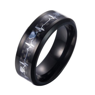 

Lovers Heartbeat Ring Couple Rings Titanium Steel Ring Engagement Wedding Ring