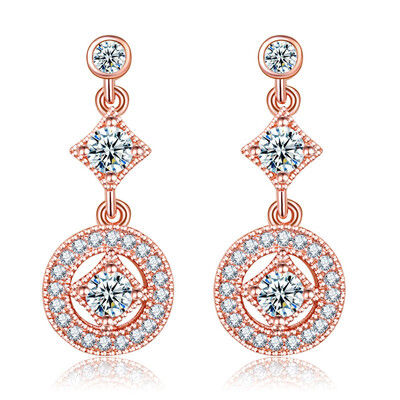 

Gold Practical Perfect Ladies Rose&Colorful Shiny Nail American Style Earrings