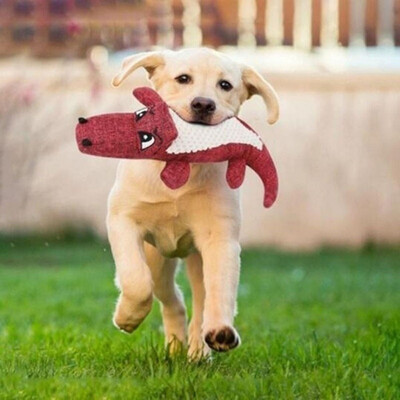 

Gobestart Pet Dog Toy Linen Plush Animal Toy Dog Chew Squeaky Noise Cleaning Teeth Toy