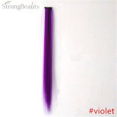

StrongBeauty Women Colorful Extension Long Synthetic Clip In Two Piece Straight Hairpiece Party Highlights Punk Hair Pieces