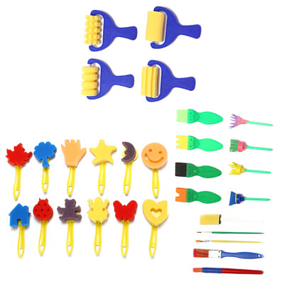 

29pcs Kids Painting Brushes Mini Flower Sponge Drawing Tool Children Early Educational Stationery Supplies