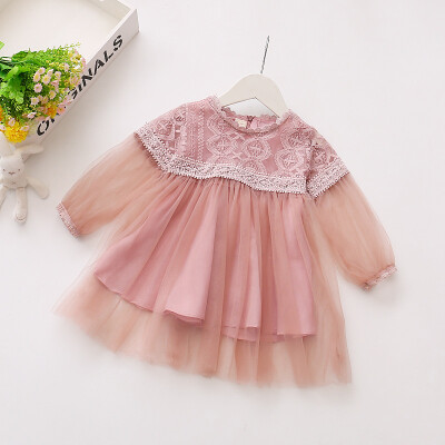 

New Lace Girl Clothing Princess Dress Kid Baby Party Long Sleeve Mesh Dress Formal Cute Dresses Clothes Baby Girls