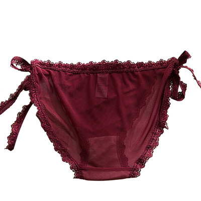 

Panties Women Lace Decoration Lace-up Slim Ultra-thin Transparent Panties Sexy Simple Charming Solid Color Low Rise Briefs