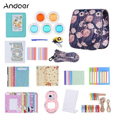 

Andoer 14 in 1 Accessories Kit for Fujifilm Instax Mini 9888s with Camera CaseStrapStickerSelfie Lens5Colored FilterAlbu