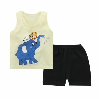 

Summer Baby Boys Girls Clothes Set Sleeveless Cartoon Print Tops Vest Shorts Toddler Casual Outfits Sets