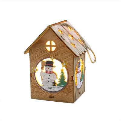 

〖Follure〗LED Light Wooden Dolls House Villa Christmas Ornaments Xmas Tree Hanging Decor