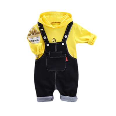 

Autumn Baby Boy Girl Outfits Long Sleeve Cartoon Hoodie SweatshirtStrap Trousers Casual Sets