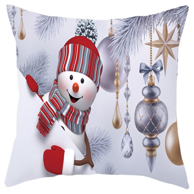 

Tailored Christmas Sofa Pillow Case 3D Snowman Cushion Cover Decorative Covers