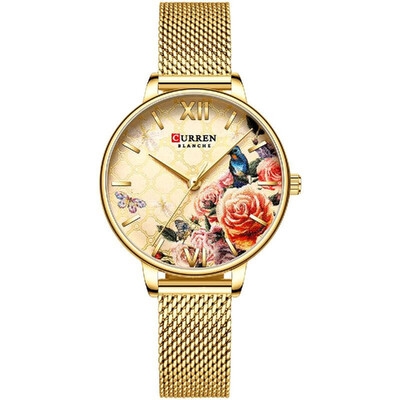 

CURREN 9060 Luxury Casual Business Quartz Women Watch Flower Dial Elegant Exquisite Lady Wrist Watch 3ATM Waterproof Clock Wristwa