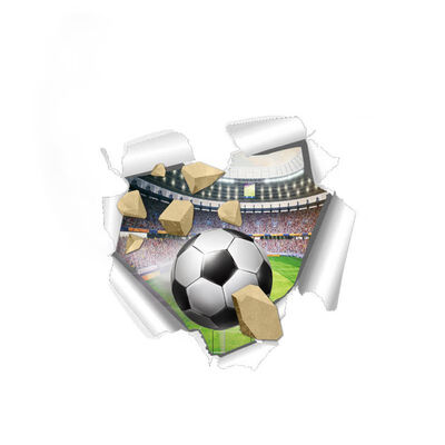 

Firing Football Through Wall Stickers for Kids Room Decoration 3D Mural Art Sport Game PVC Poster Home Decals Stickers