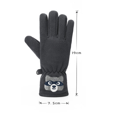 

Kids Gloves Winter Cartoon Bear Embroidered Double-layer Anti-slip Windproof Thermal Outdoor Handwear For Baby Boys Girls