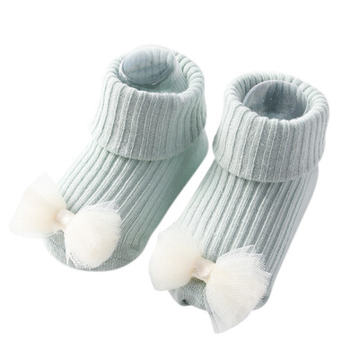 

Infant Baby Boys Girls Socks Cotton Flower Bow Socks Warm Anti Slip Floor Warmer Socks