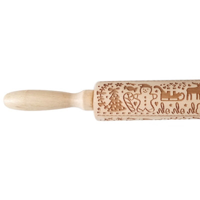 

Christmas Rolling Pin Wooden Christmas Embossing Rolling Pins Dough Stick Noodle Biscuit Baking Pastry Tool New Year Decoration