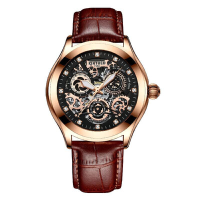 

KINYUED Mens Automatic Mechanical Watch Luminous Pointer Design 3ATM Waterproof Fashion Mens Mechanical Watch Luxury Wristwatch fo