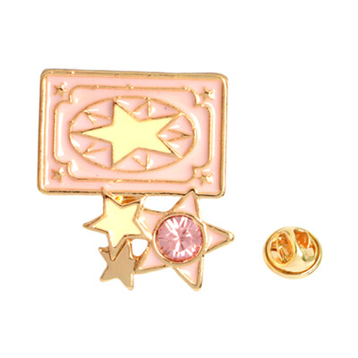 

Cartoon Brooches Key Cardcaptor Sakura Pink Colorful Enamel Wing Pins Lapel Broches Metal Badges Clothes Jewelry