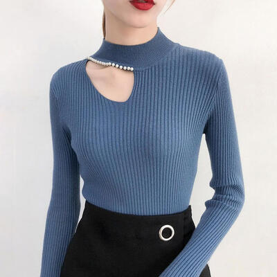 

Women Hanging V Neck Hollow Out Knitted T Shirt Female Long Flare Sleeve Elegant Sweater 2019 Pullover Top Tees