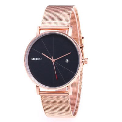 

High-end Business Casual Elegant Quartz Watch Calendar Wristwatch with Knitted Strap Band