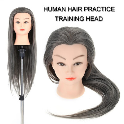 

26 30 Human Hair Practice Training Head Hairdressing Mannequin Doll Clamp Stand