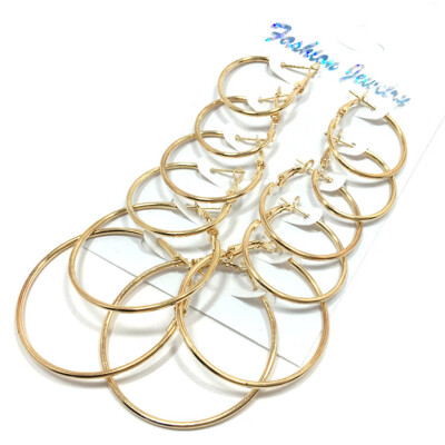 

Feelin Girl Pairs Earing Set Circle Shape Earring Women Fashion Hoops Earrings Ring Circular Ring Earrings Gold Ear Studs