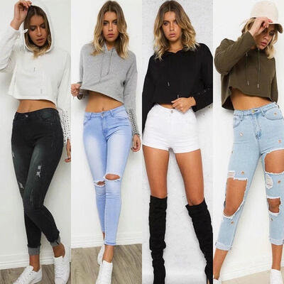 

Women Long Sleeve Hooded Sweatshirt Sweater Crop Top Coat Pullover Jumper Hoodie