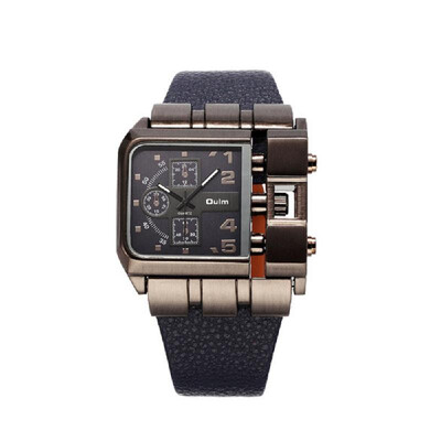 

OULM Luxury Quartz Watch Men Square Dial Leather Band Watches Male Antique Wristwatch