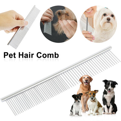 

Stainless Steel Double Row Pet Teeth Brush Puppy Dog Cat Grooming Hair Comb Fur Rake